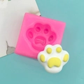 Pink silicone cat paw mold for DIY baking and crafts shown with a finished model - Pink Cat Paw Style