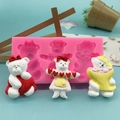 Stampo in silicone a tre orsi per decorazione torte fai-da-te e cioccolato - Tre Orsetti (QH1641)