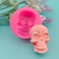 Skull silicone mold for Halloween DIY chocolate fondant and soap making crafts - Skull Shape (QH6038) / Pink