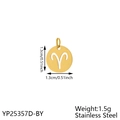 1.3cm Stainless steel circular Aries zodiac pendant for DIY jewelry making - Gold Hollow Round (YP25357D-BY) / Aries