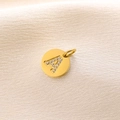 Minimalist 14K gold plated circular letter A pendant with sparkling zircon inlay - Gold / Letter A