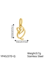 Titanium steel letter Q pendant in gold finish with dimensions 1.15cm by 0.8cm - Heart Letter Q