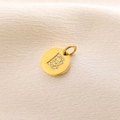 Chic 14K gold plated round coin pendant with sparkling diamond-set letter L - Letter B