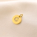 Chic 14K gold plated round disc pendant with crystal encrusted G initial letter - Letter G