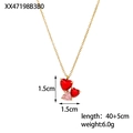 Three heart-shaped zircon pendant necklace in gold-plated steel with 40+5cm adjustable chain - Triple Heart Zircon Red Pink Gold Style (XX47198B3B0)