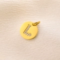 Golden round 14K gold-plated letter L pendant with zircon inlay and brushed finish - Letter L