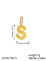 Polished gold stainless steel letter S pendant charm with textured finish for necklaces - Letter-S / Gold