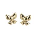 Elegant gold bow earrings with a heart detail and polished stainless steel finish - BE45243D0W0 Gold Bow Heart