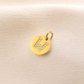 Round 14K gold-plated pendant with sparkling crystal paved letter W for daily wear - Letter W