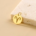 Golden stainless steel Aries zodiac pendant with hollow round charm for DIY jewelry - Aries - Gold