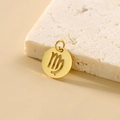Polished gold stainless steel Virgo zodiac round pendant with hollow design charm - Virgo - Gold
