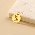 Golden stainless steel Capricorn zodiac hollow round pendant charm for jewelry making - Capricorn - Gold
