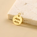 Gold plated stainless steel Aquarius zodiac pendant charm for DIY jewelry making - Aquarius - Gold