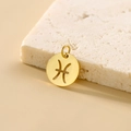 Polished gold stainless steel hollow Pisces zodiac charm pendant for jewelry making - Pisces - Gold