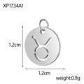 Silver stainless steel Taurus zodiac pendant with cutout design, 12mm size and 0.9g weight - Xp1734a1 - Taurus