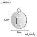 Silver stainless steel Gemini zodiac cutout round charm pendant for DIY jewelry - Xp1734a2 - Gemini
