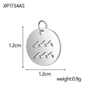 Stainless steel Aquarius zodiac pendant in a 1.2cm hollow circular design for DIY jewelry - Xp1734a5 - Aquarius
