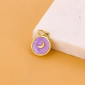 Detail of round celestial pendant with gold moon inlay and purple nebula enamel finish - Purple Moon Pendant (JP43614D6K0)