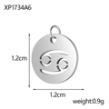 Silver stainless steel 1.2cm Cancer zodiac hollow circular pendant for DIY jewelry - Xp1734a6 - Cancer