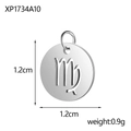 Silver stainless steel hollow Virgo zodiac pendant charm with 1.2cm diameter - Xp1734a10 - Virgo