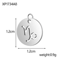 Silver stainless steel 1.2cm Capricorn zodiac pendant for DIY jewelry making - Xp1734a8 - Capricorn