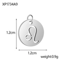 Polished stainless steel Leo zodiac pendant charm with hollow-out design and 1.2cm diameter - Xp1734a9 - Leo