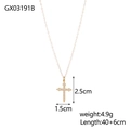 Collar de perlas estilo francés con colgante de cruz dorada y cadena ajustable - Estilo Cruz de Strass (GX03191B)