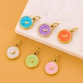 Star moon round pendants in six enamel colors with gold finish for DIY jewelry - Moon Series Set