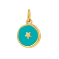 Star and moon stainless steel pendant with turquoise enamel inlay for DIY jewelry - Blue Star Moon Pendant (JP43615D2K2)