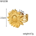 Detailed view of adjustable sunflower open ring in gold with 2.3cm height and 4.7g weight - Sunflower Open Ring (BJ1223B)