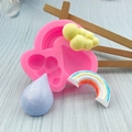 Rainbow and cloud silicone mold for DIY cake decorating and chocolate baking crafts - Rainbow Cloud Raindrop Shape (Pink)