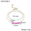 Gold plated stainless steel chain bracelet with small purple beads and dimensions - Bracelet (GS01636B-9)