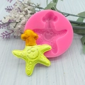 Zeester met koksmuts siliconen mal voor DIY fondant taart en zeep maken tool - Chef Koksmuts Zeester Stijl (QH2213) / Roze