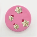 Pink 4-cavity silicone flower mold for DIY plaster resin crafts and fondant baking tools - Pink