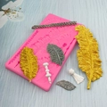 Pink silicone feather and tassel mold for DIY fondant cake decoration and clay crafting - Pink