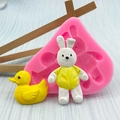 Hasen- und Enten-Silikonform für Fondant-Kuchendekoration und DIY-Schokoladenherstellung - Hase Und Ente