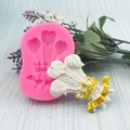 Pink silicone crown feather mold for fondant cake decorating and DIY clay crafts - Crown Feather Style (QH2328)