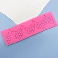 Pink lace border silicone mold for fondant cake decoration and DIY baking craft tools - Lace Flower Border Long Style (QH2310)