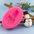 Stampo in silicone a forma di pupazzo di neve con cappello per decorazioni dolciarie - Rosa