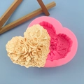 Molde de silicona en forma de corazón con rosas para jabón y decoración de tartas - Estilo Corazón de Rosa (QH3755) / Rosa