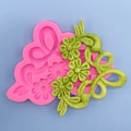 Pink silicone mold featuring flower and vine patterns for DIY fondant cake decoration - Flower Vine (QH2887) / Pink