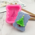 Square Christmas tree silicone mold with wavy edges for soap and plaster crafts - Pink