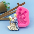 Rosa Silikonform und fertige bemalte Brautpaar-Tanzfiguren für die Tortendekoration - Tanzendes Brautpaar / Rosa