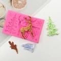 Christmas silicone mold with deer snowflake and tree patterns for DIY cake chocolate - Christmas Reindeer Snowflake All-in-One (QH6317)