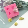 Molde de silicona 3D rosa con cuatro formas de loto y hojas para decorar pasteles - Estilo Loto Carpa de 4 Agujeros (QH6269)