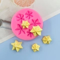 Rosa Silikon-Sternform mit 6 Mulden für DIY-Schokoladen-Fondant und Backzubehör - 5-Loch Stern Stil (QH2997) / Rosa