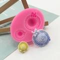 Roze siliconen mal voor 3D strohoeden met strik voor decoratie van taarten en zeep - Roze Dubbele Gat Stijl