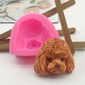 3D Poodle Dog Silicone Mold for mousse cake and chocolate decorating vivid animal texture - Pink