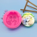 Siliconen mal voor DIY zeep of cake met reliëf van een kussend jongetje en een meisje - Kussende Jongen en Meisje / Roze