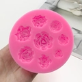 Stampo in silicone rosa con 7 motivi a rosa per cioccolato, fondant e decorazione - 3924-Rosa / Rosa